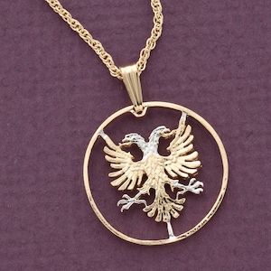 Albanian Eagle Pendant, Hand Cut Coin, 7/8 &quot; in Diameter, ( #R 940 )
