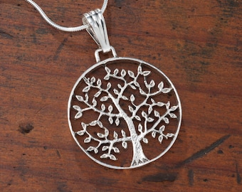 Ciondolo Albero della vita in argento sterling tagliato a mano: medaglione da 1"