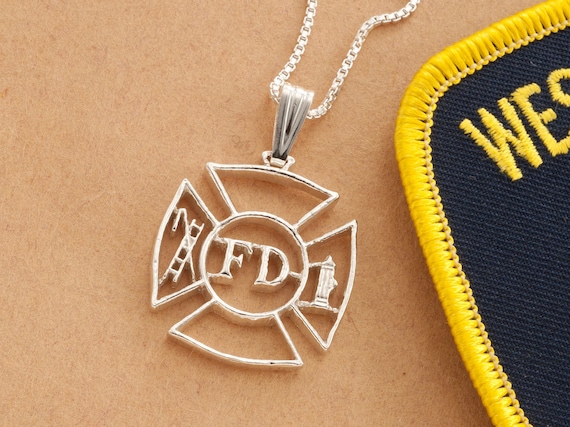 Sterling Silver Firefighter Pendant Silver Firemen Pendant