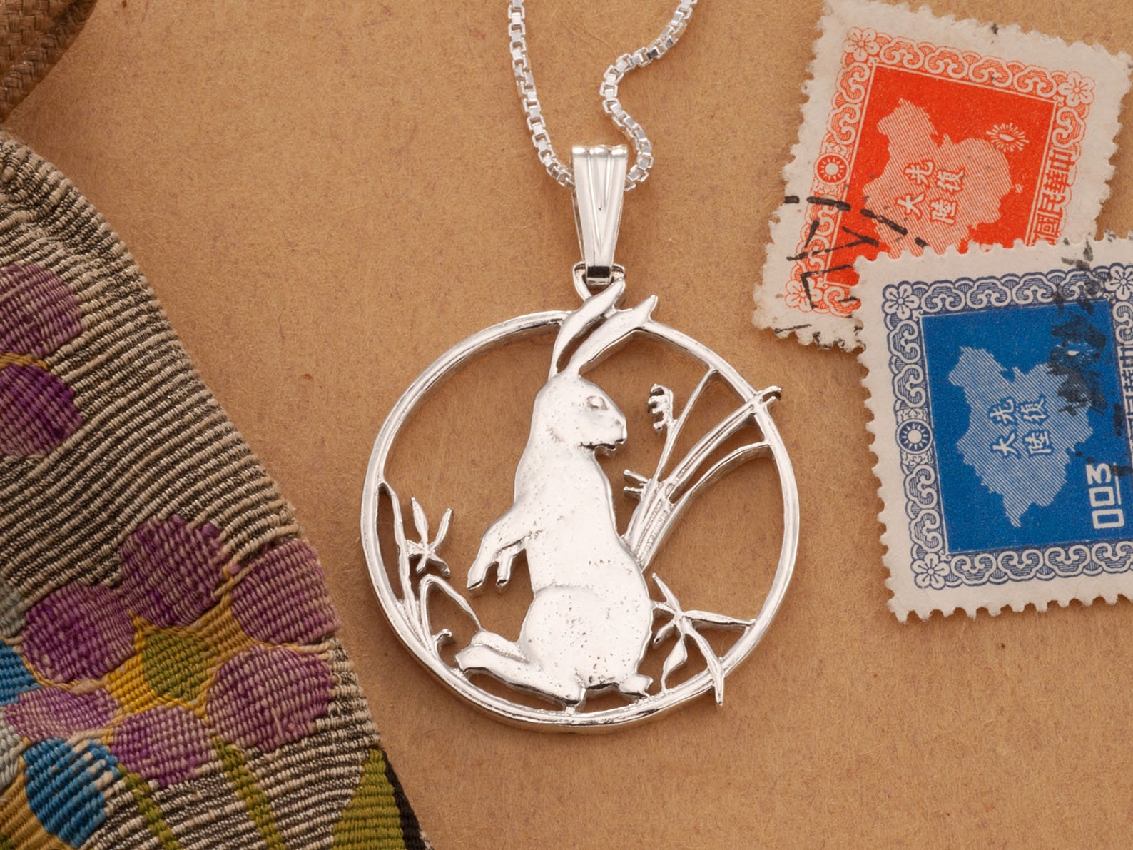 Rabbit Pendant Necklace, Sterling Silver Jewelry, Wildlife Jewelry