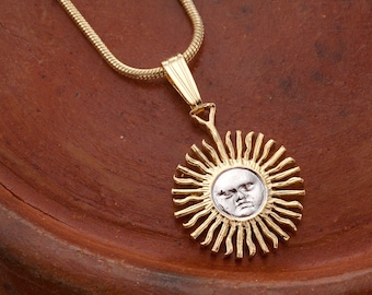 Sun Pendant, 5 Peso Argentina hand cut coin, ( #K 2 )