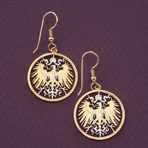 German Eagle Earrings, German Coin Jewelry, Eagle Earrings, Ethnic Earrings , Coin Earrings, Germany Coin Earrings,  Gifts ( # 114E )