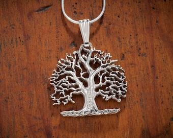 Sterling Silver Tree Of Life Pendant, Hand Cut Sterling Silver Tree Of Life, 1 1/4" in Diameter, ( #K 874BS )