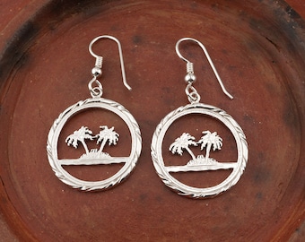 Sterling Silver Palm Tree Earrings, Palm Tree Earrings, Tropical Earrings, Silver Earrings, Silver Jewelry, ( # 884ES )