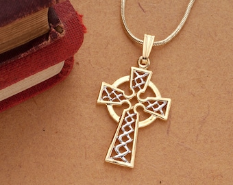Celtic Cross Pendant & Necklace , Hand Cut Celtic Medallion, ( #K 819 )