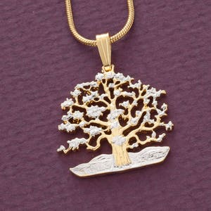 Tree of Life Pendant & Necklace, Hand Cut South Pacific Coin, Tree Of Life Jewelry, Oak Tree Necklace, ( #K 646B )