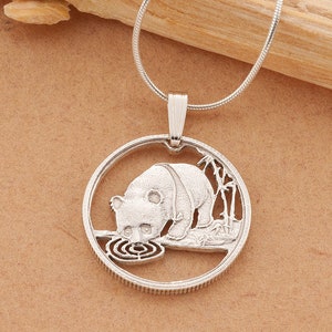 Sterling Silver Panda Bear Pendant, Silver Panda Jewelry, Panda Bear Jewelry, Wild Life Jewelry, 7/8&quot; diameter, ( #K 64S )
