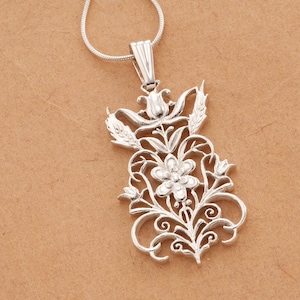 Sterling Silver Flower Pendant, Silver Flower Jewelry, Sterling Pendants, 1 1/2&quot; long, ( #K 612S )