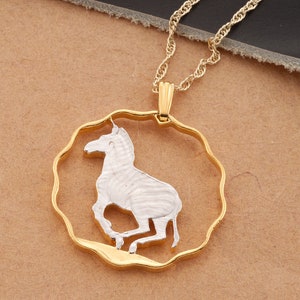 Zebra Pendant and Necklace, African Wild Life Jewelry, Zebra Jewelry, 1 &quot; in diameter ( #R 40D )