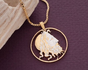 Neptune Coin Pendant Necklace: Hand Cut Greek Draxmai, 14K Gold Plated