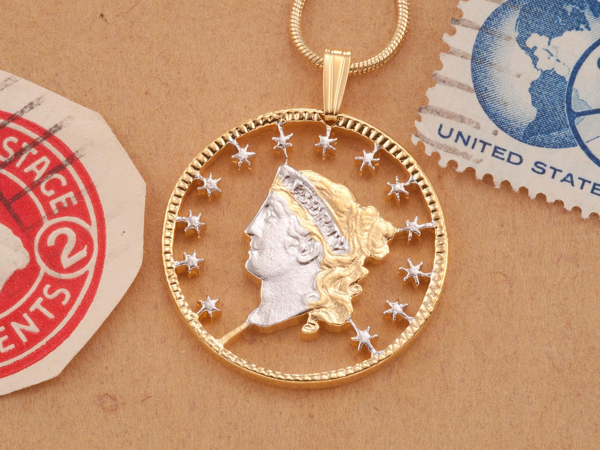 Lady Liberty Pendant Necklace United 