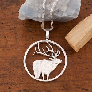 Hand Cut Sterling Silver Elk Pendant - Wildlife Jewelry