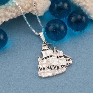 Sterling Silver Clipper Ship Pendant: Hand Cut Nautical Jewelry