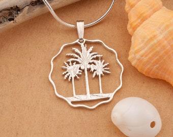 Sterling Silver Palm Tree Pendant: Hand Cut Tropical Jewelry
