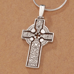 Sterling Silver Celtic Cross Pendant, Hand Cut Celtic Cross Medallion, Celtic Cross Jewelry, ( #K 776BS )