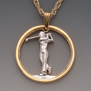 Golf Pendant 14k Gold Plated with chain