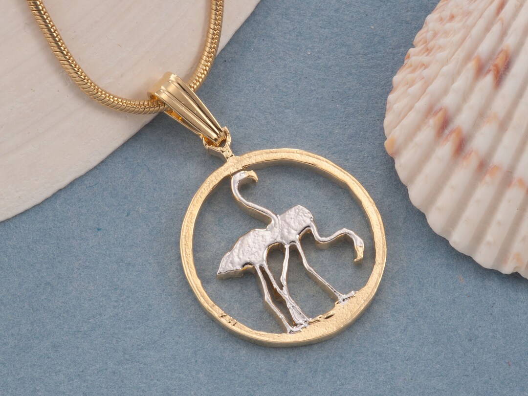 Collier Pendentif Flamant Rose Strass Et Cristaux - Bijou De Fête Doré, Neuf Avec étiquettes