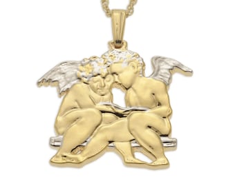Colgante de ángeles, moneda de la corona de las Islas Marshall tallada a mano, 1" de diámetro, (#R 538)