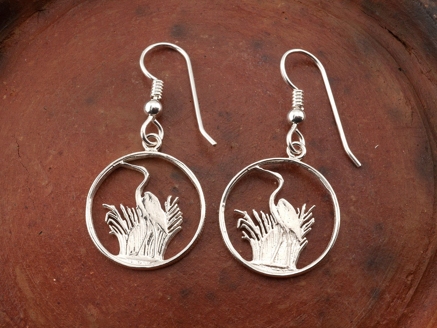 Silver Blue Heron Earrings, Blue Heron Earrings, Blue Heron Jewelry, Bird Jewelry, Wild Life Jewelry, Womans Silver Earrings,( #231ES )