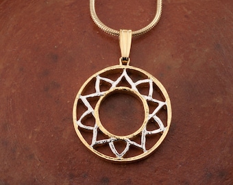 Moroccan Coin Star Pendant Necklace: 14k Gold Plated Jewelry