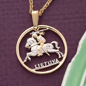 Lithuanian Pendant, Lithuanian Coin Jewelry, Lithuanian Necklace, World Coin Jewelry, Cut Coin Jewelry, ( #R 227 )