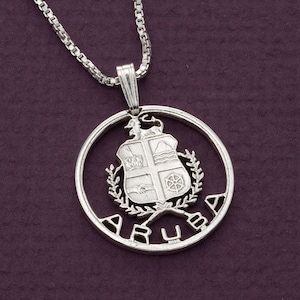 Sterling Silver Aruba Pendant, hand cut Aruba Coin Jewelry, Aruba Jewelry, Silver Aruba Pendant, 1&quot; in Diameter, ( #X 809S )
