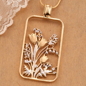 Tulip Pendant Necklace, Tulip Jewelry, Flower Jewelry, Womans Jewelry, Necklaces For Woman, Coin Jewelry, Women&#39;s Gift Ideas, ( #K 799 )