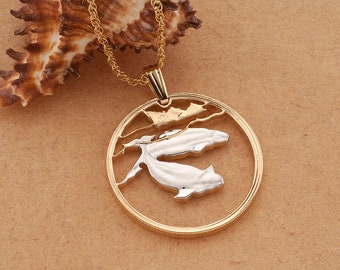 Beluga Whale Pendant, Beluga Whale Jewelry, Whale Pendant, Whale Jewelry, Sea Life Jewelry, 1" in diameter, ( #R 678D )