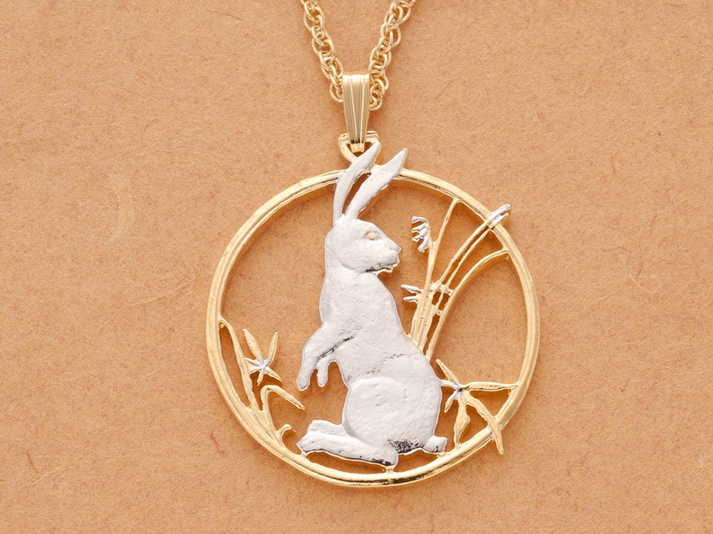Rabbit Pendant & necklace Year of the Rabbit Chinese Coin Etsy
