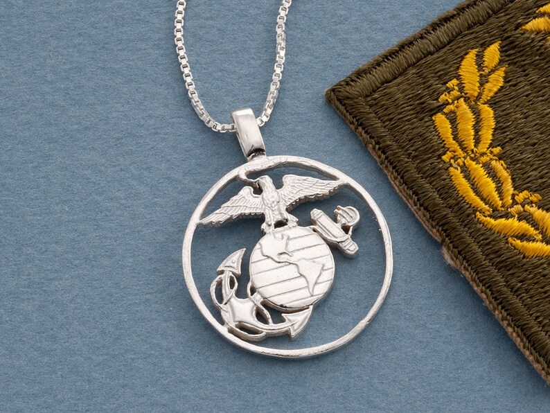 Silver United States Marine Corp Pendant Hand Cut Marine Etsy