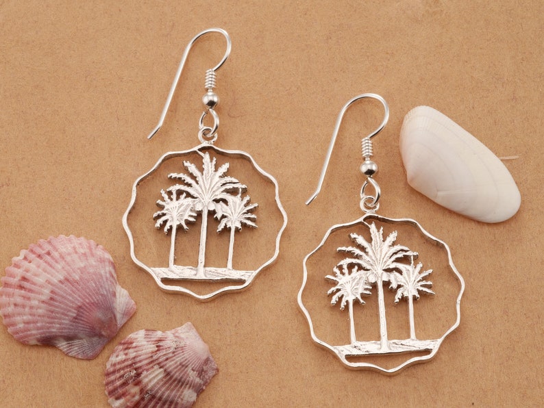 Silver Palm Tree Earrings Palm Tree Earrings Palm Tree Etsy