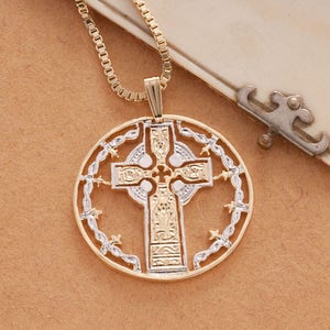 Celtic Cross Pendant & Necklace , Hand Cut Medallion, ( #X 776 )