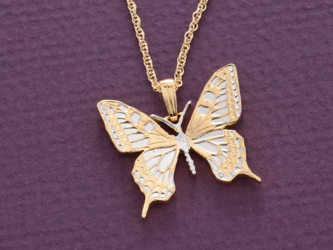 Butterfly Pendant and Necklace, Slovakia 500 Koruna Butterfly Coin Hand ...
