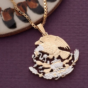 Mexican Eagle Pendant, Hand Cut Mexican Five Peso Coin, 1&quot; in Diameter, ( # X 502 )