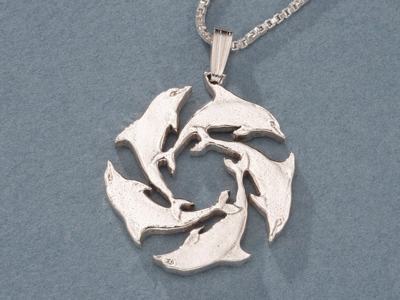Sterling Silver Dolphin Pendant: Gibraltar Coin, Sea Life Jewelry