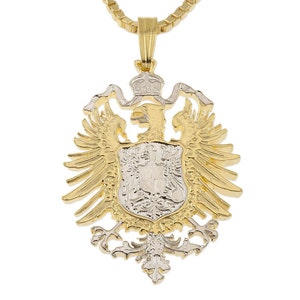 German Eagle Pendant and Necklace, German Five Mark Eagle Coin Hand Cut ...