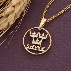 Swedish Coin Pendant. Swedish Coin Jewelry, Swedish Crown Pendant, Sweden Coin Jewelry, World Coin Jewelry, Coin Pendants, ( #R 286 )
