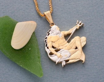 Barbados Coin Pendant Necklace: Hand Cut Neptune Jewelry