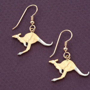 Känguru Ohrringe, Känguru Schmuck, Australischer Münzschmuck, Australische Ohrringe, Wild Life Ohrringe, ( #7E )