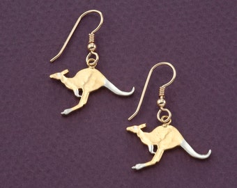 Gold & Rhodium Plated Kangaroo Earrings: Australian Coin Jewelry