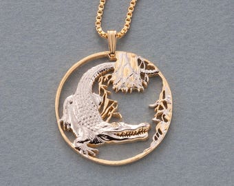 Alligator Pendant, Hand Cut Medallion,  1 1/8" in Diameter, ( # 932 )