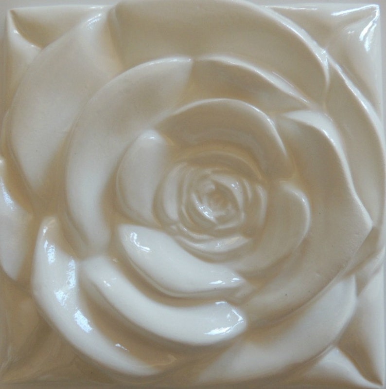 White Rose White Rose Tile Wall Decor Etsy