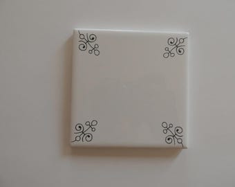 Black and White Tile Design in Delft style. Goth Wall Decor