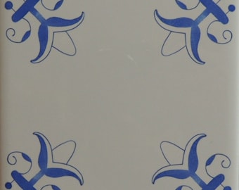 Delft Tiles Decorative Historic Lilly in the Delft Style in Blue