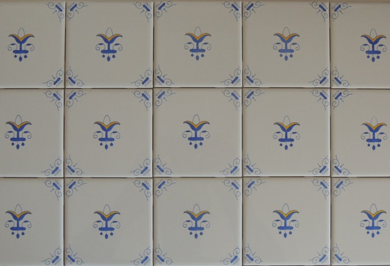Blue and White Decorative Wall Tiles Corner Motif Design Deft Etsy