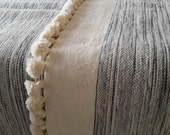 RESERVED 118"x78" Moroccan Wool Blankets woven by hand with pom poms / moroccan wool throw