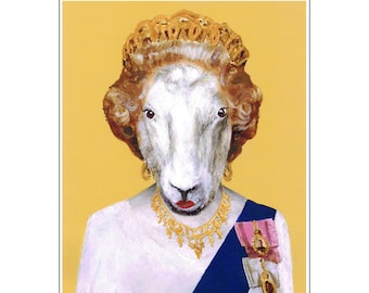 Animal painting portrait painting Giclee Print Acrylic Painting Illustration Print wall art decor Wall Hanging: Queen Elisabeth Goat