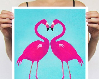 Flamingo poster : Art Print Poster A3 Illustration Giclee Print Wall art Wall Hanging Wall Decor Animal Painting Digital Art