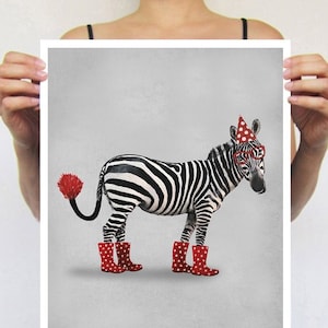 Zebra Poster, zebra print, zebra decor, holiday gift, christmas gift, Coco de Paris, Art Print Poster A3