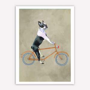 Boston Terrier na rowerze Wydruk Coco de Paris